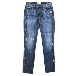 DRIFTWOOD JACKIE Mid Rise Womens 28 Blue Western Studded Stretch Jeans Raw Hem